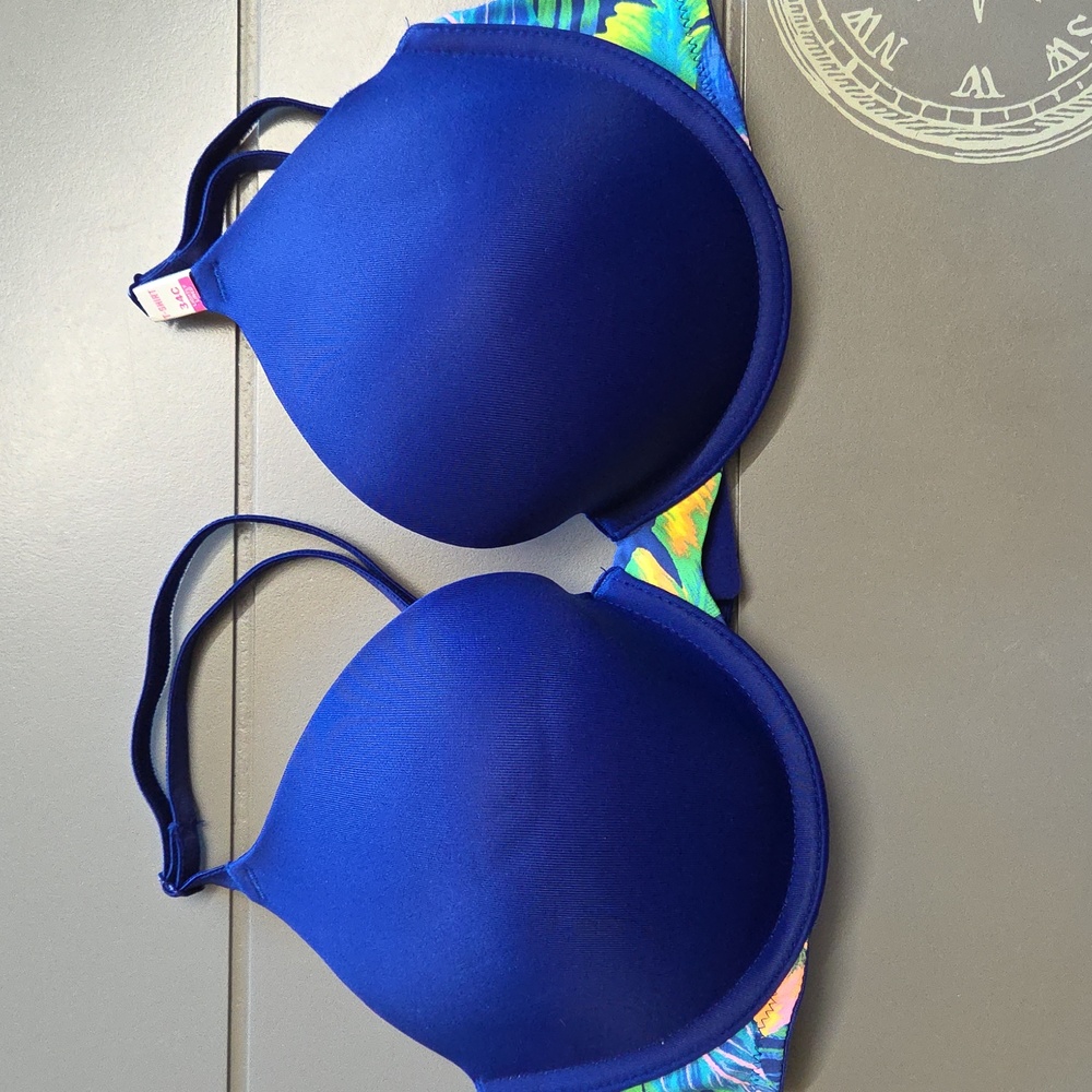 Blue Bra With Colorful Strap
